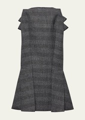 Prada Deconstructed Peplum High-Low Grisaille Wool Midi Skirt