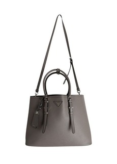 Prada Double Handle Tote Bag In Grey Saffiano Leather