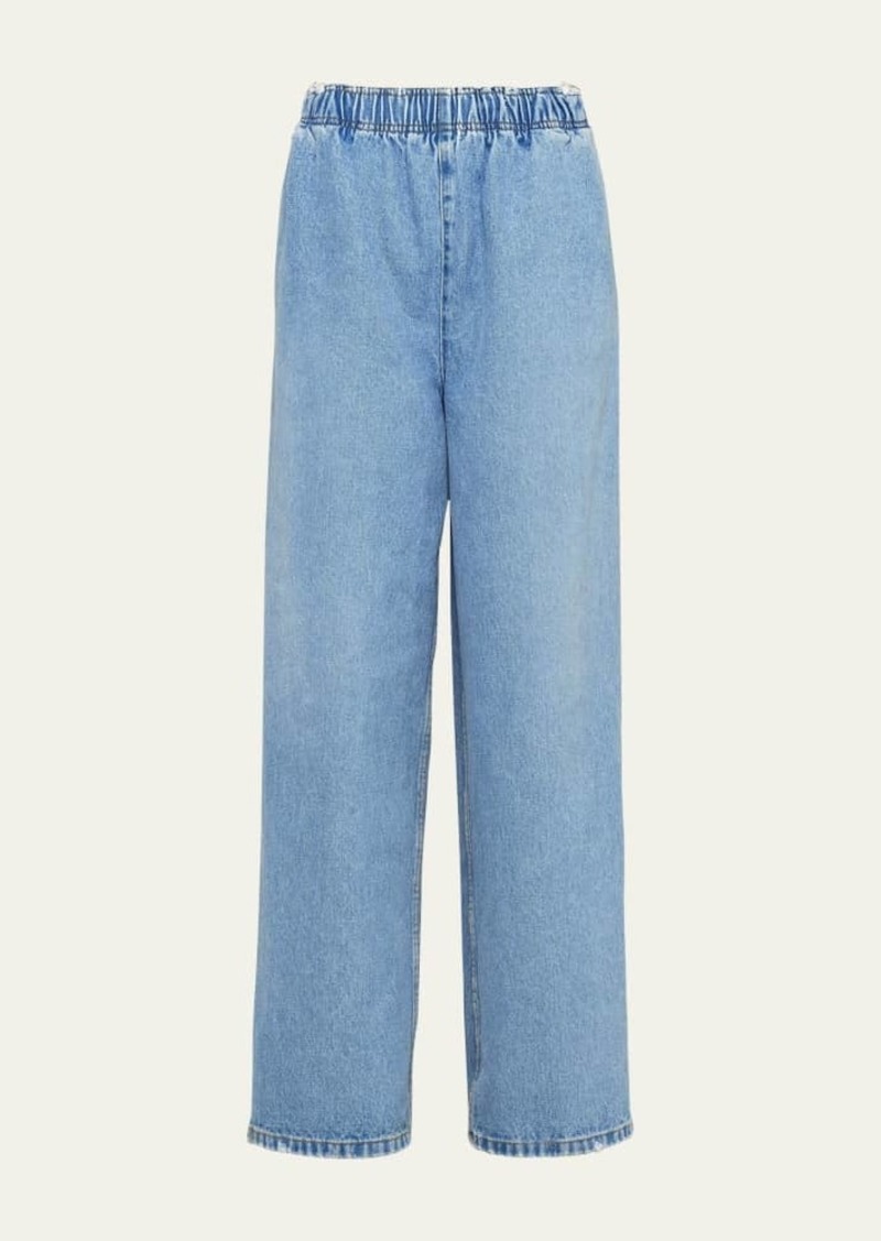 Prada Elastic Waist Denim Bleached Pants