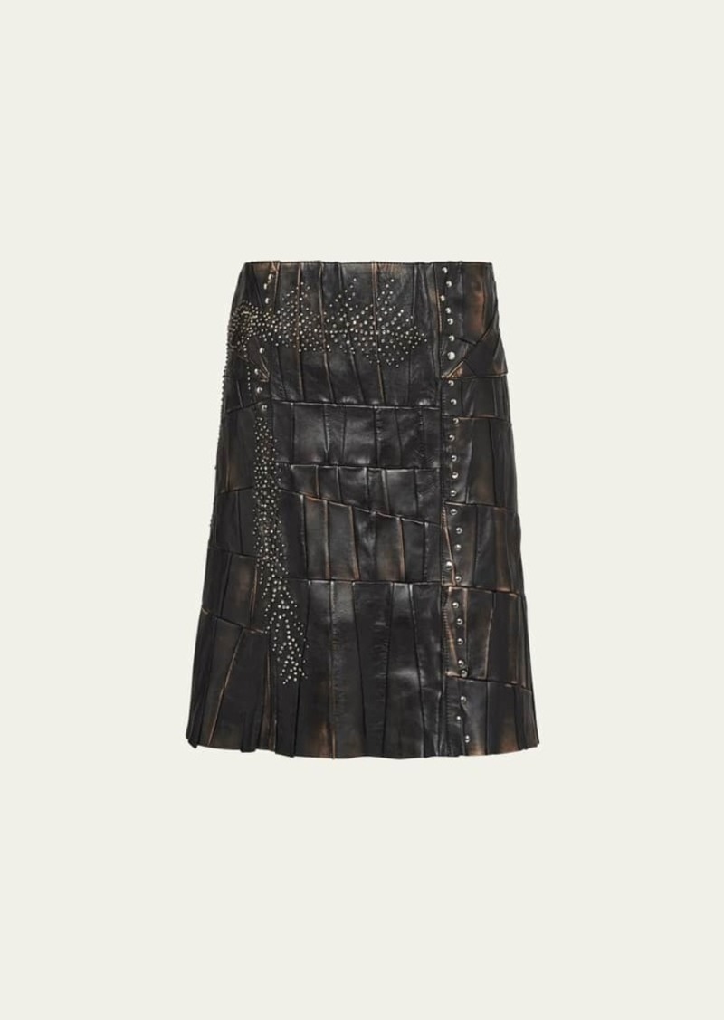 Prada Embroidered Nappa Leather Skirt