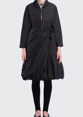 Prada Faux Wrap Zip-Front Balloon Skirt Dress