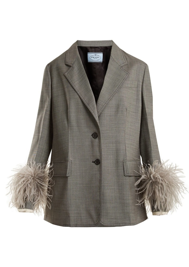 Prada Prada Feather-cuff tailored suit-jacket | Outerwear