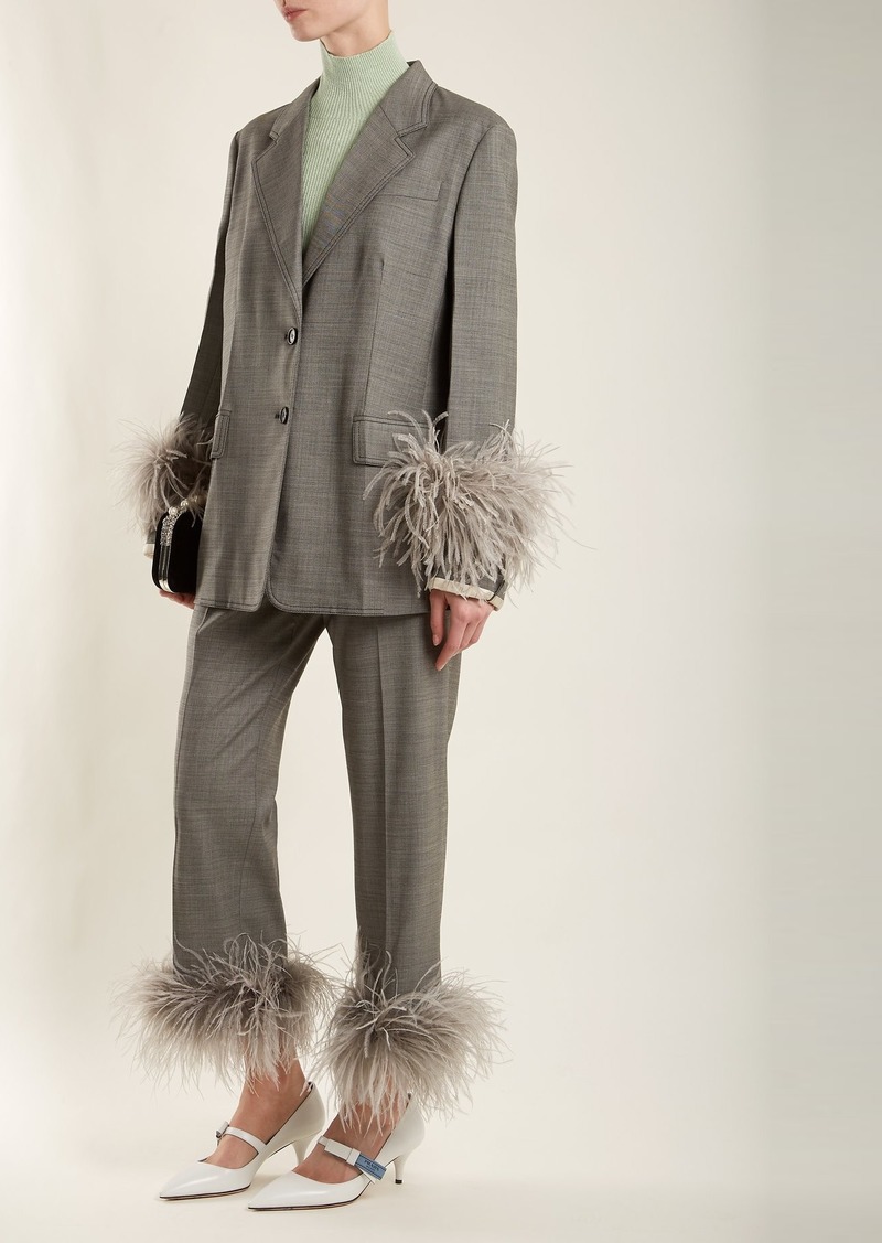 Prada Prada Feather-cuff tailored suit-jacket | Outerwear