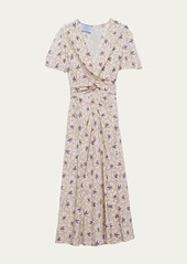 Prada Floral Crossover Midi Dress