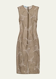 Prada Floral-Embroidered Beaded Organza Dress