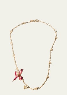 Prada Floral Enamel Triangle Station Necklace