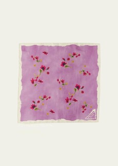 Prada Flower-Print Silk Twill Scarf