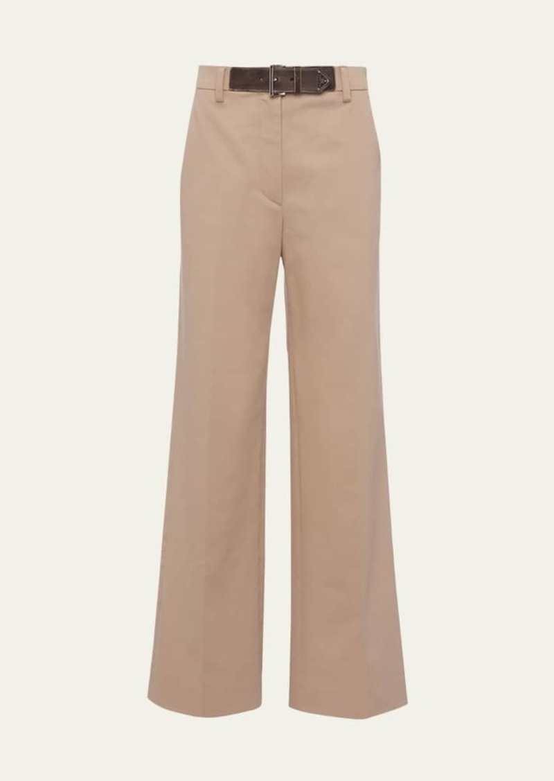 Prada Gabardine WideLeg Belted Pants