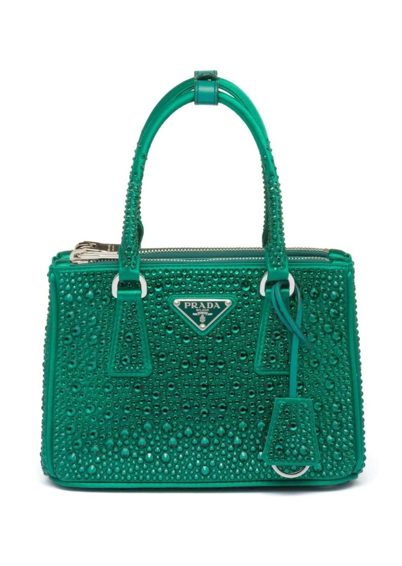 Prada Galleria crystal-embellished satin mini bag