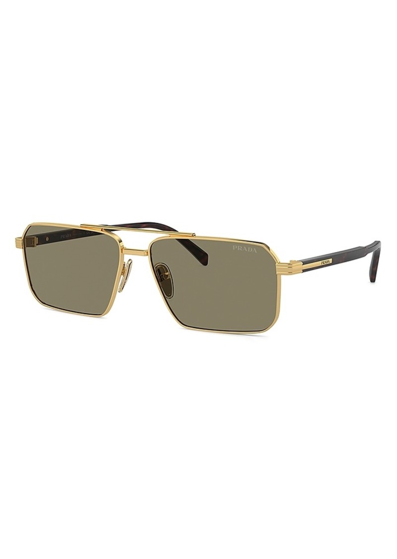 Prada Iconic Plaque Rectangular Sunglasses, 61mm