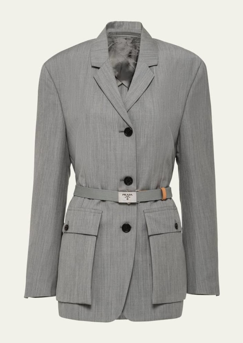 Prada Kid Mohair Belted Blazer