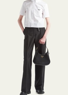 Prada Kid Mohair Leather Belted Trousers