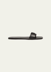 Prada Leather Logo Flat Slide Sandals