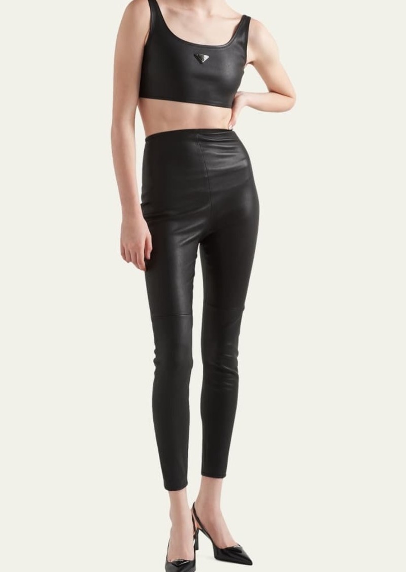 Prada Leather Slim-Leg Leggings