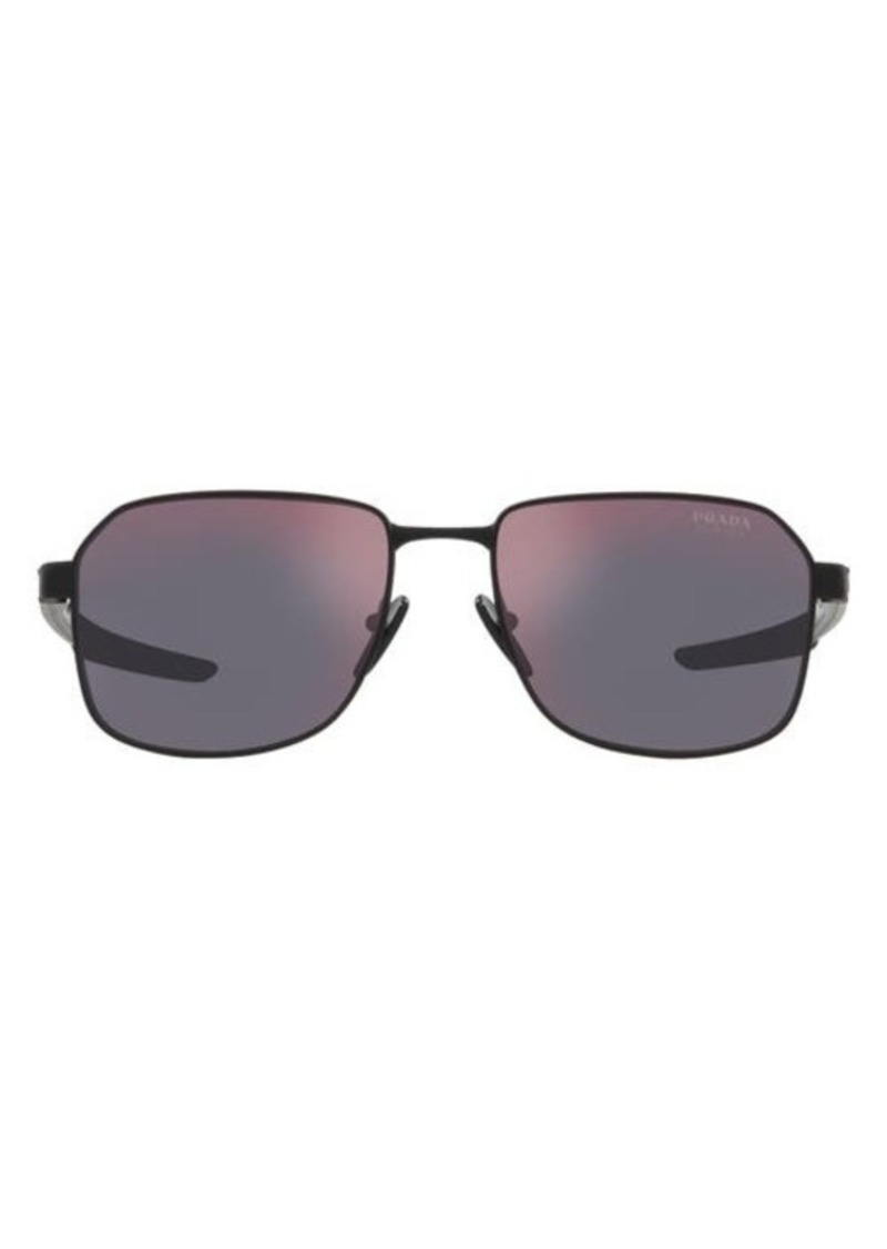 Prada Linea Rossa 57mm Rectangular Sunglasses