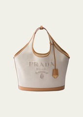 Prada Logo Canvas & Leather Tote Bag