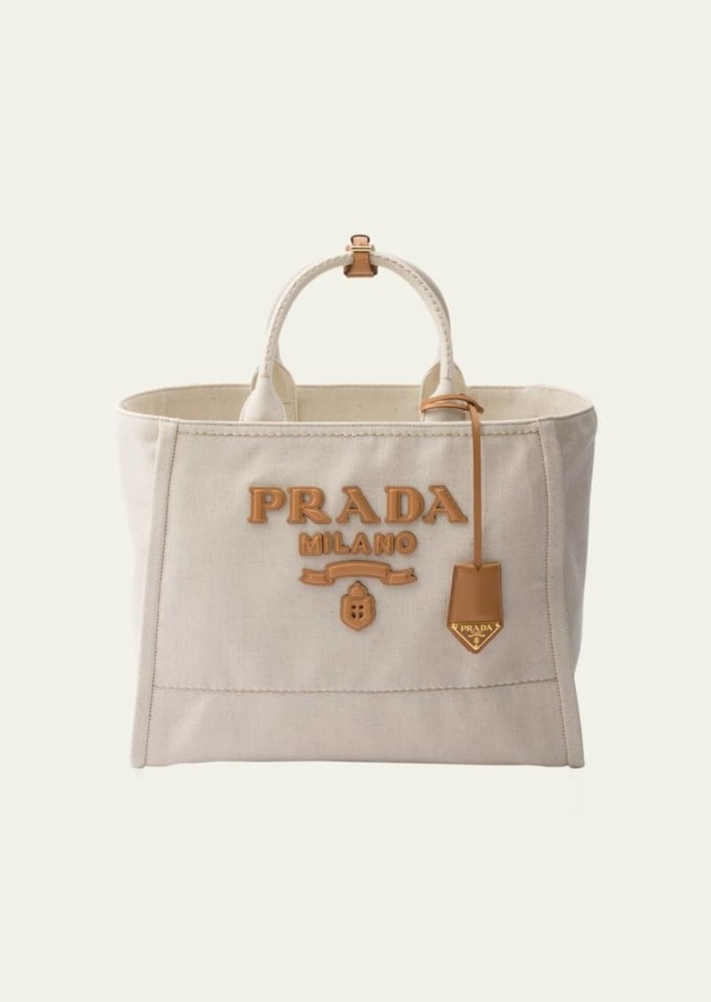 Prada Logo Canvas Tote Bag