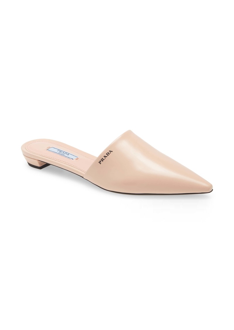 prada logo pointed toe mule