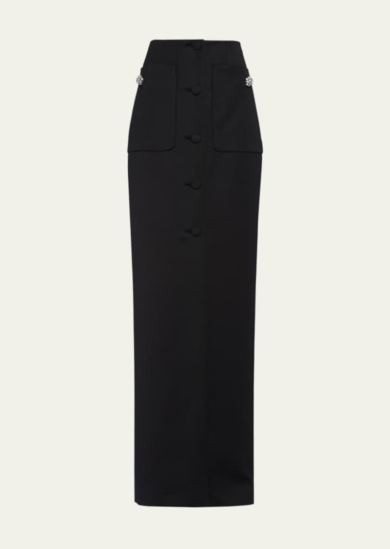 Prada Long Wool Satin Pencil Skirt
