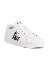 Prada Low Top Court Sneaker in White/Black at Nordstrom
