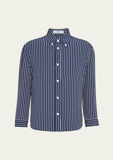 Prada Marocain Stripe Button Down Shirt