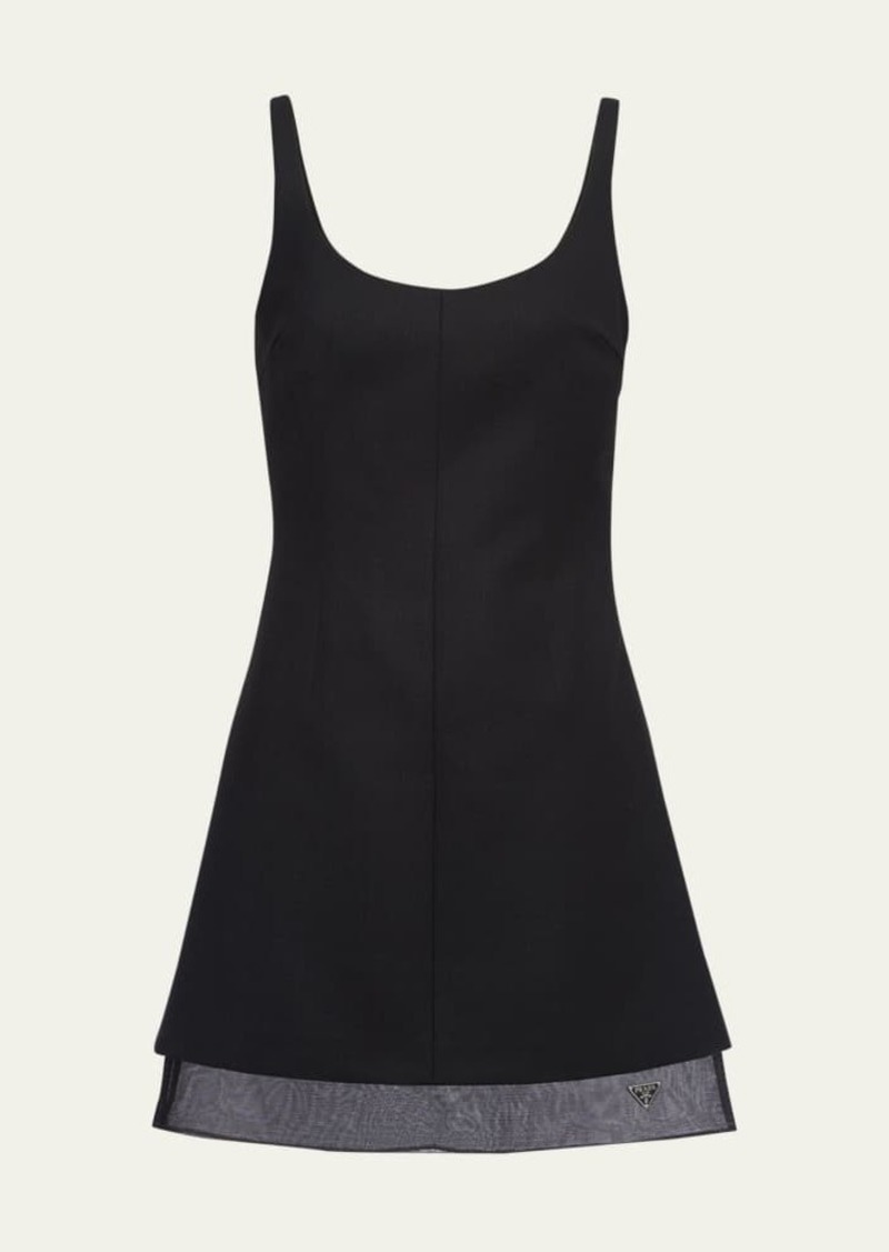 Prada Mat Crinolina Open-Back Mini Dress