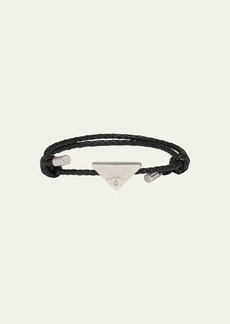 Prada Men's Braided Napa Leather Bracelet With Triangle Logo