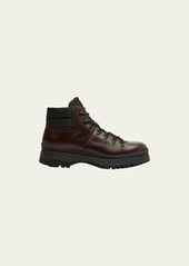 Prada Men's Brucciato Leather Lace-Up Hiking Boots
