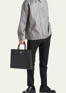 Prada Men's Full-Zip Stretch Poplin Shirt