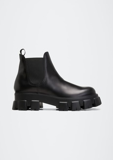 Prada Men's Monolith Brushed Leather Chelsea Boots