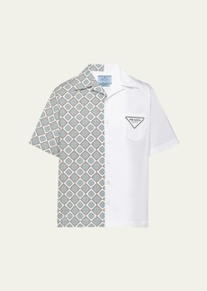 Prada Men's Rombi Double Match Camp Shirt