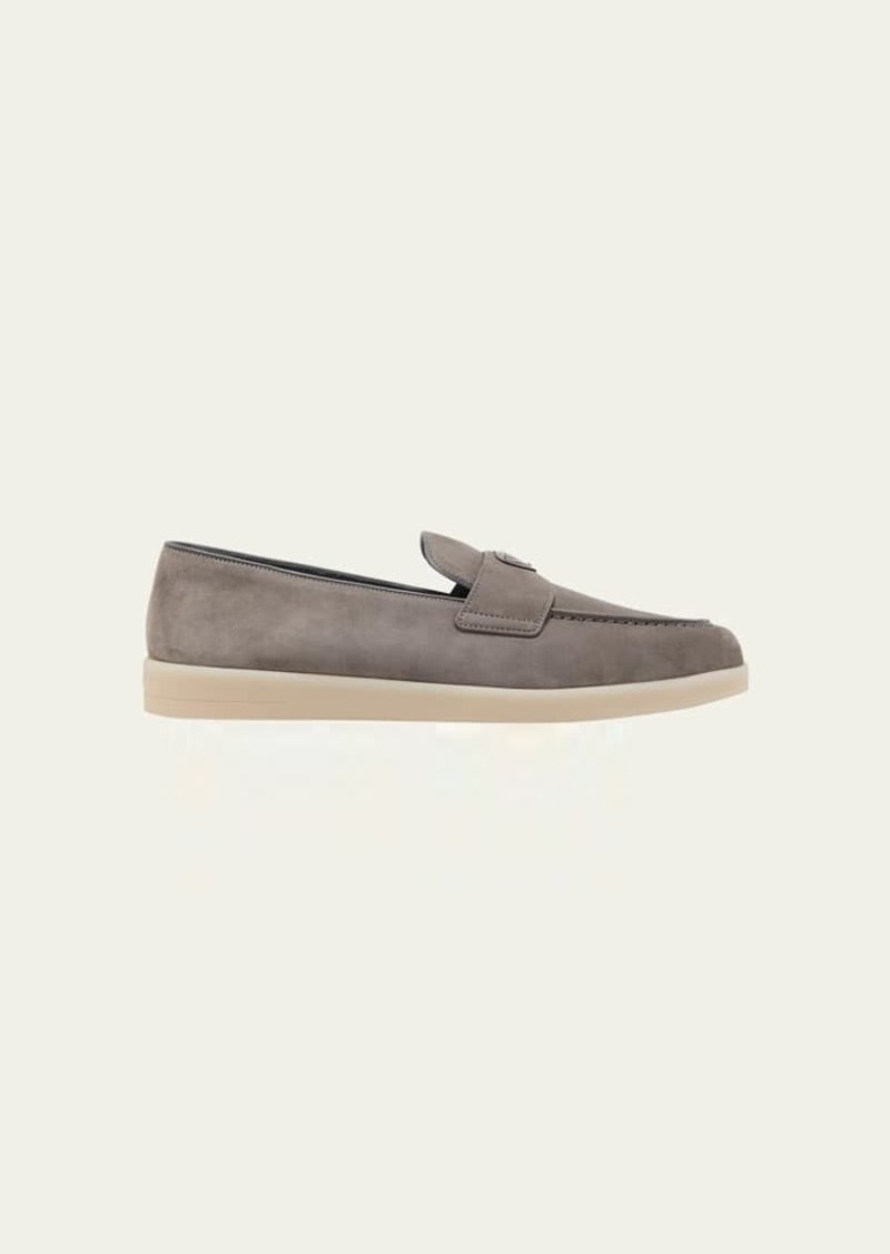 Prada Men's Saint Tropez Triangle Logo Suede Loafers