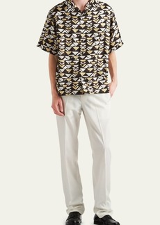 Prada Men's Silk Geo-Print Camp Shirt