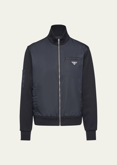 Prada Men's Stand-Collar Re-Nylon Fleece Jacket