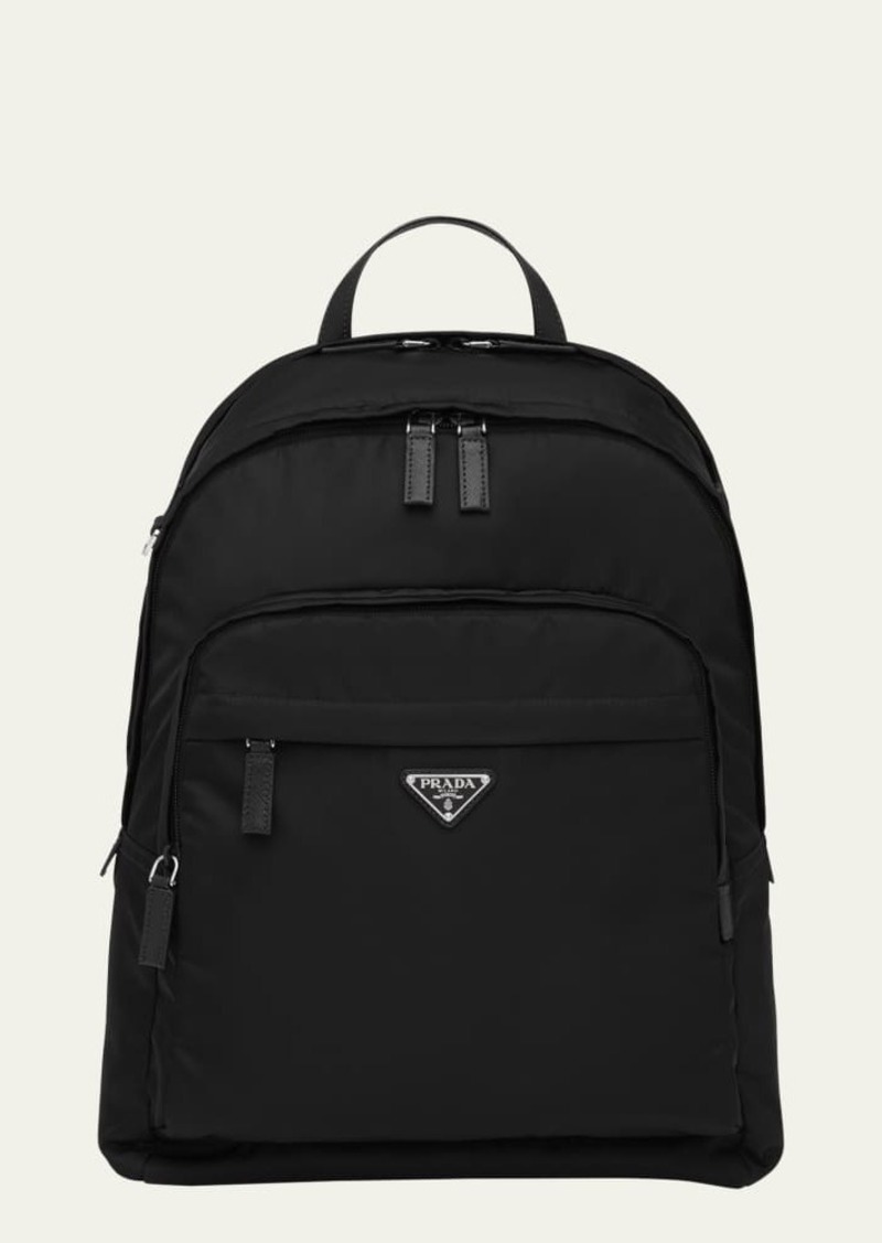 Prada Men's Triangle Logo Nylon Backpack