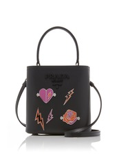 Prada Mini Embellished Textured-Leather Bucket Bag