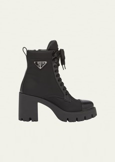 Prada Nylon Lace-Up Combat Boots