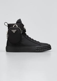 Prada Nylon Zip-Pouch High Sneakers