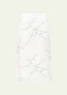 Prada Organza Floral-Embroidered Midi Skirt