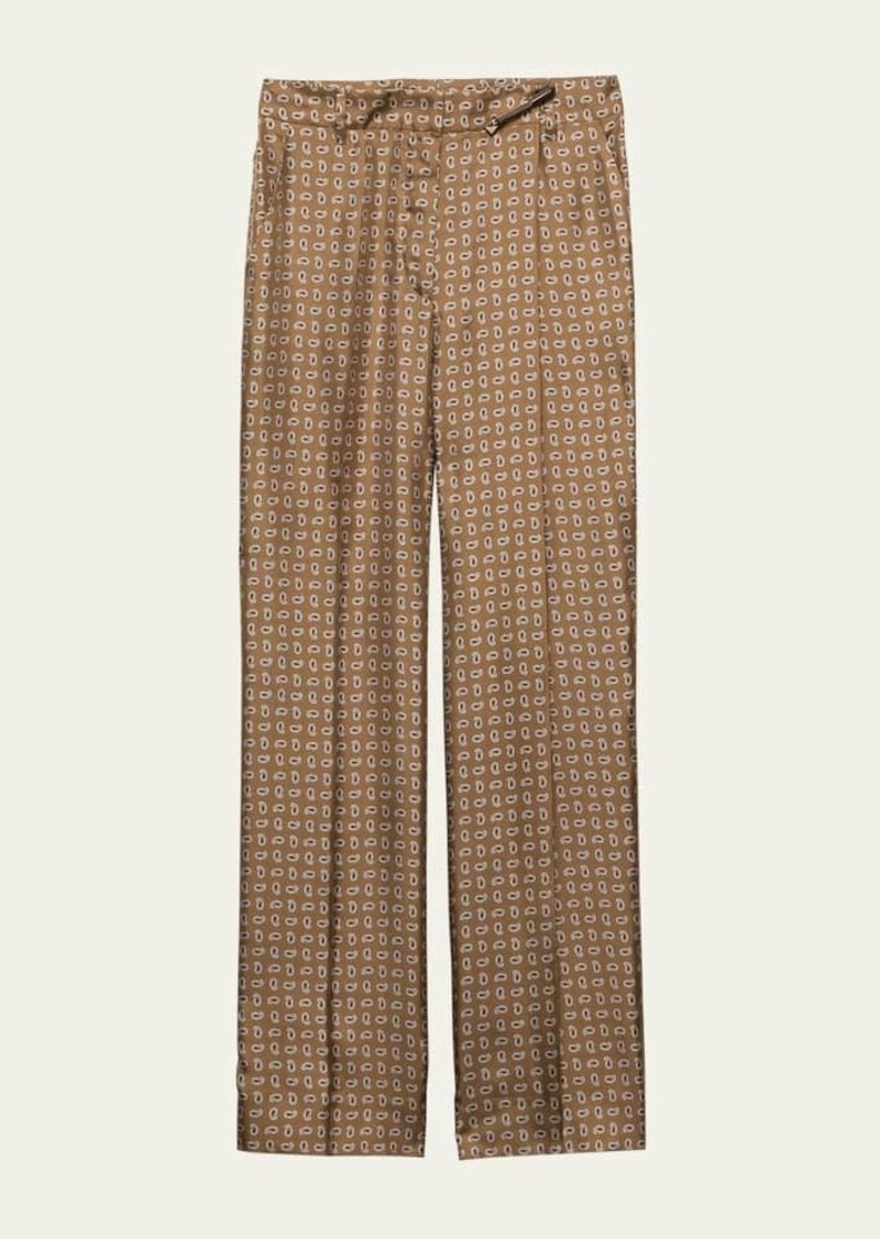 Prada Paisley Wide Leg Silk Twill Pants