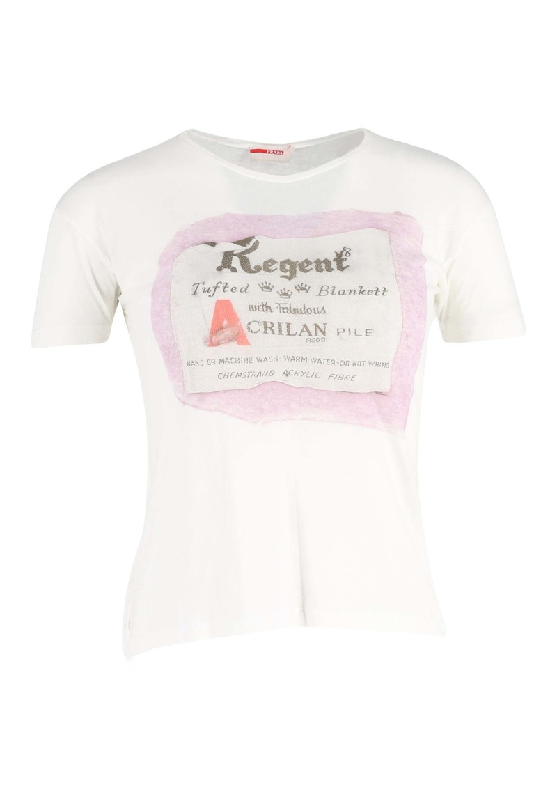 Prada Printed T-shirt in White Cotton