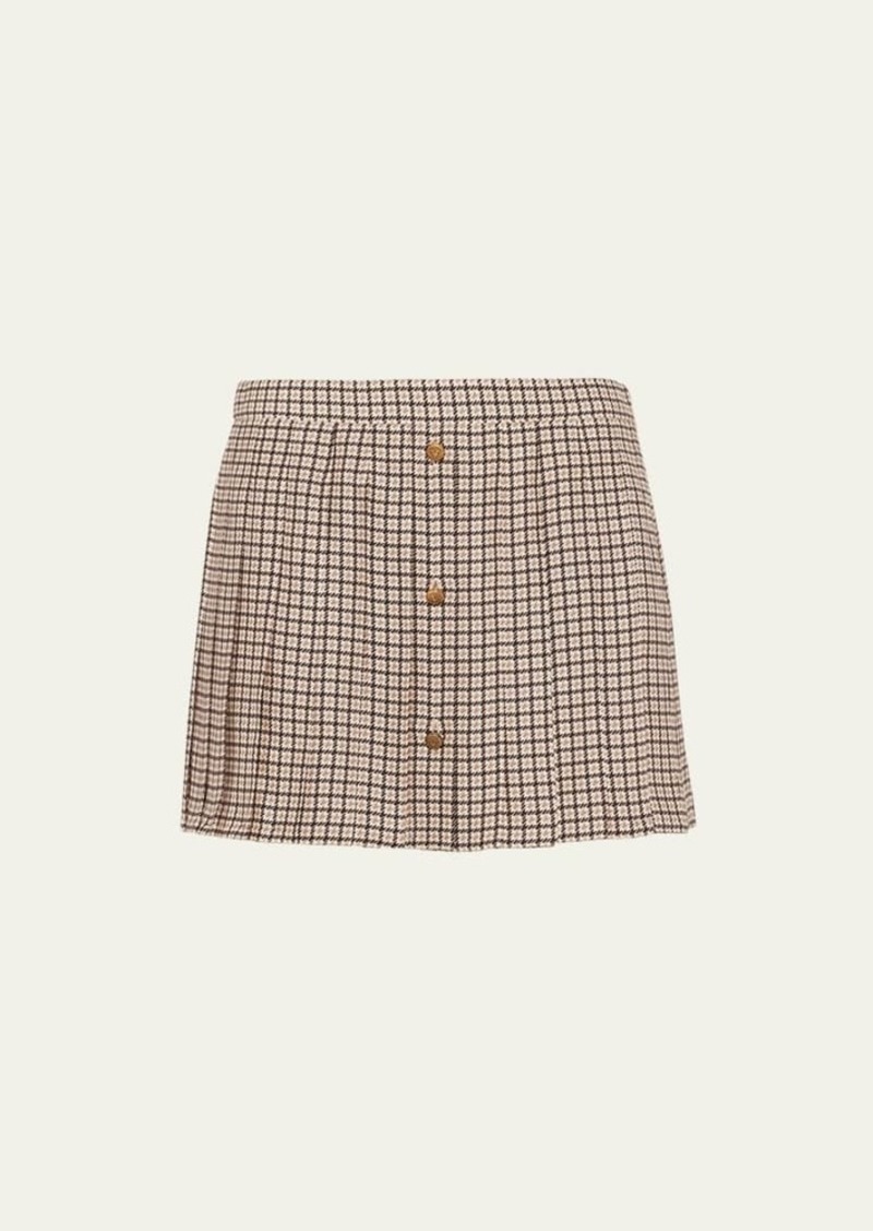 Prada Quadretto Pleated Mini Skirt