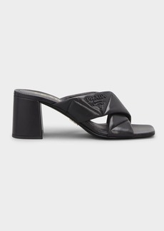 Prada Quilted Lambskin Crisscross Slide Sandals