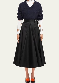 Prada Re-Nylon Belted Pleated Midi Skirt