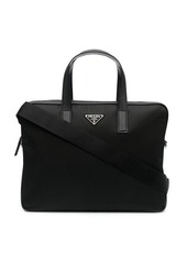 PRADA Re-Nylon leather-trimmed briefcase