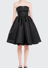 Prada Re-Nylon Logo Fit-and-Flare Strapless Dress