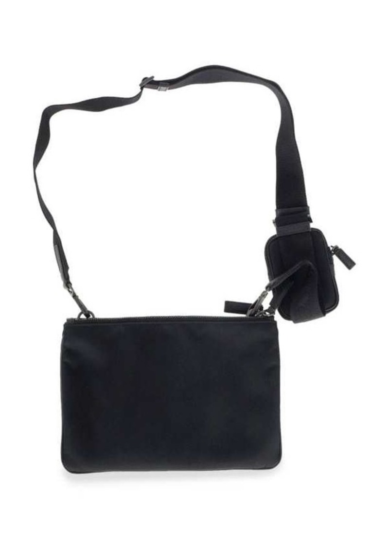 Prada Re-Nylon Logo-Plaque Shoulder Bag In Black Nylon