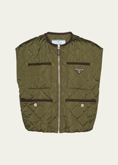 Prada Re-Nylon Quilted Corduroy Trim Vest