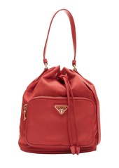 PRADA red nylon gold triangle plate drawstring bucket crossbody shoulder bag