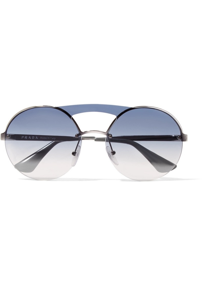 Prada Round-frame silver-tone sunglasses